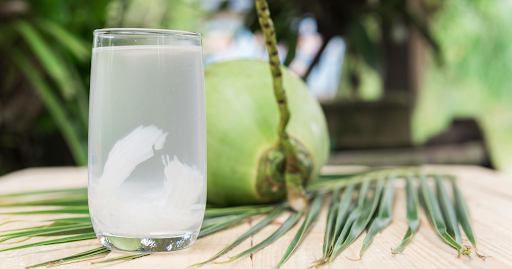 Coconut water in a glass