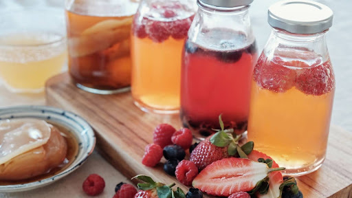 Kombucha Bottles Lined up