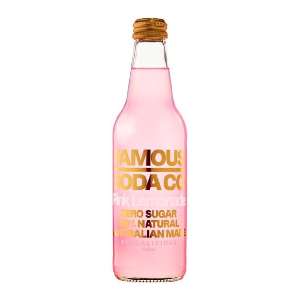 330mL Famous Soda Co. Pink Lemonade Glass (12)
