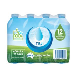 600mL Nu Pure Spring Water Square 12-Pack (12)