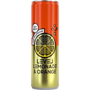 300ML LEVEL LEMONADE - ORANGE CAN (12)