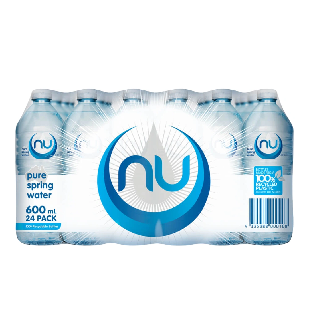 Nu Pure Spring Water Round Bottle 600ml – 24 Pack - Image 2