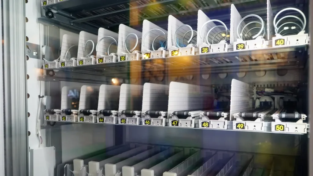 Close up view of a typical vending machine found in local gyms and retailers