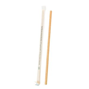 Little Green Panda Individually Wrapped Sugar Cane Straw (6X210mm) – 300 pack