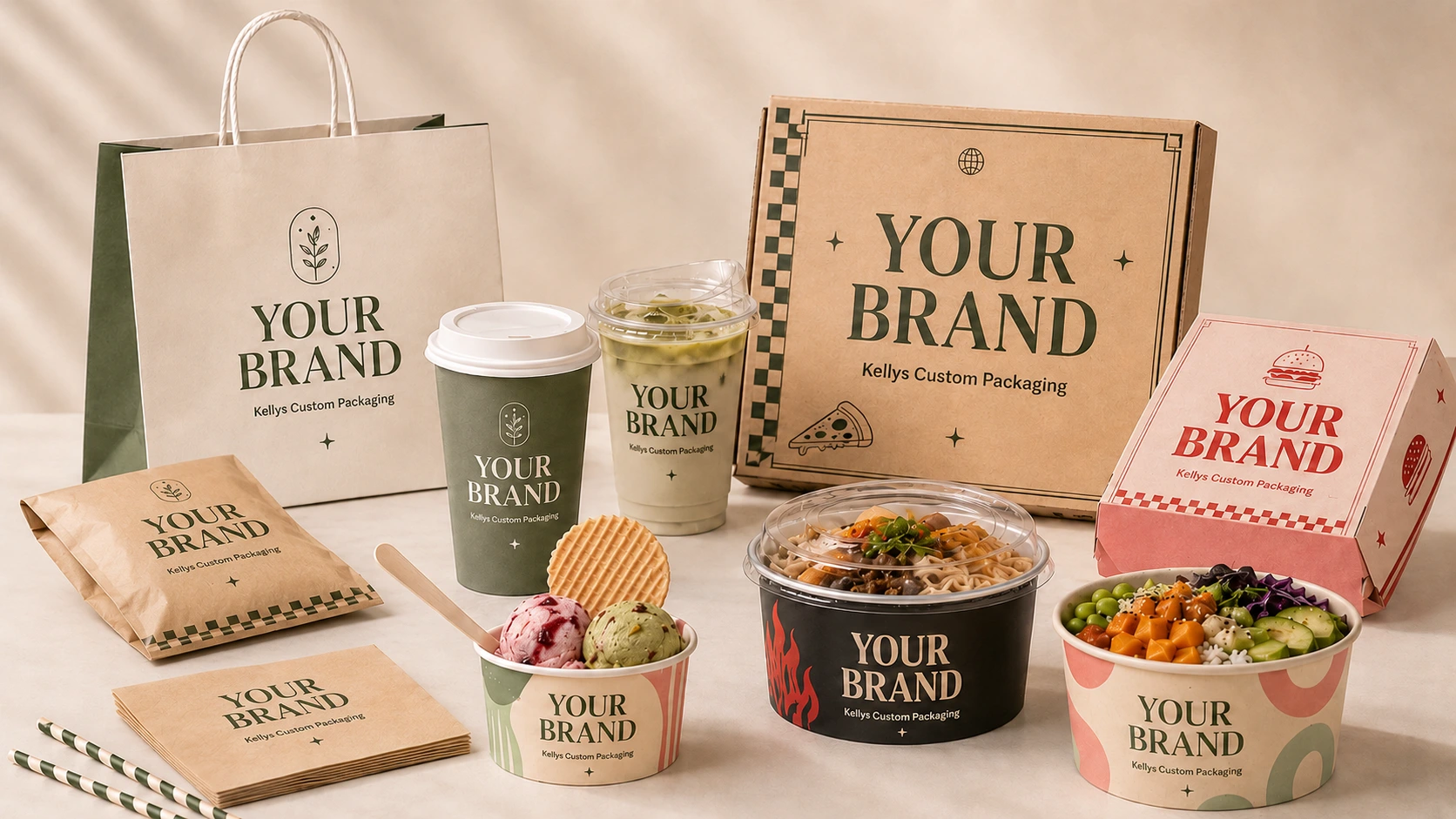 Kelly's custom packaging mockups