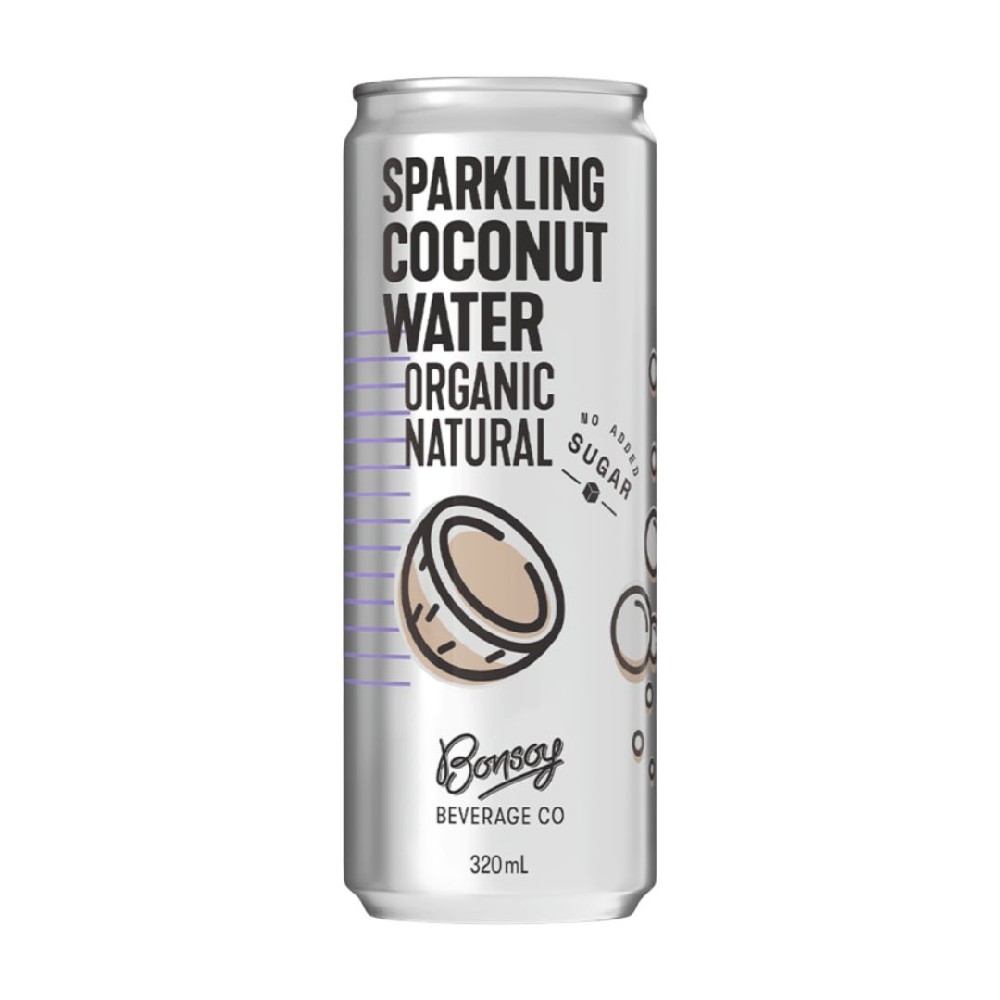 Bonsoy Organic Natural Sparkling Coconut Water 320ml – 12 Pack