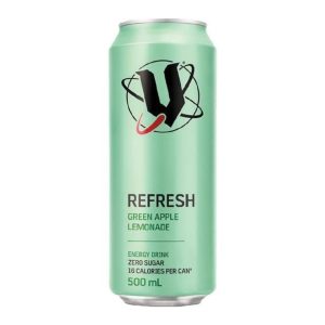 V Energy Drink Refresh Green Apple Zero Sugar 500ml – 24 Pack (2x12)