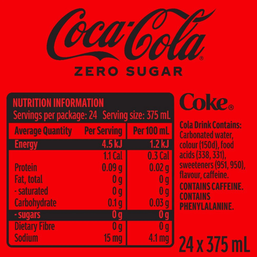 Coca-Cola Zero Sugar Cans 375ml – 24 Pack - Image 3