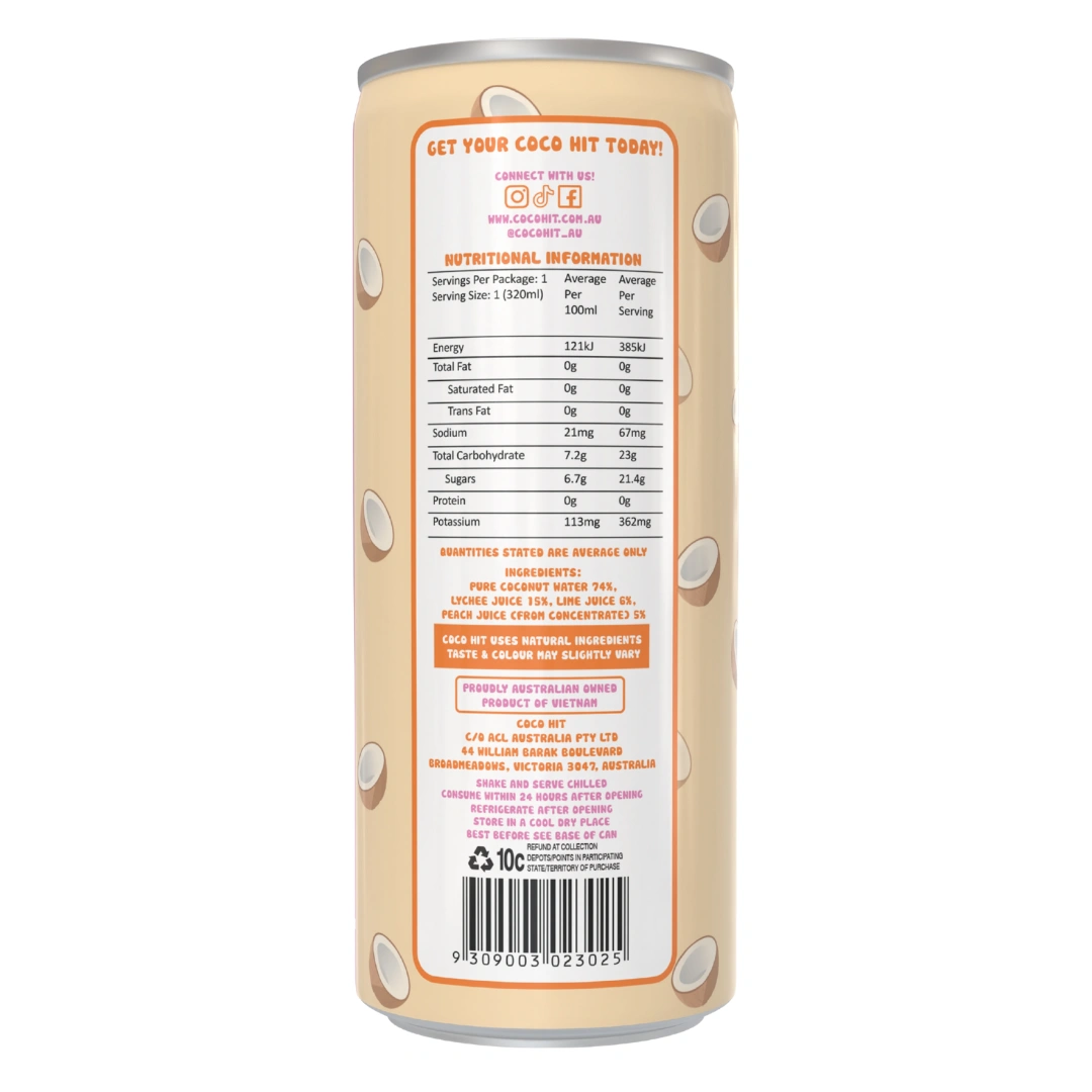 Coco Hit Lychee Marg 320ml – 12 Pack - Image 3