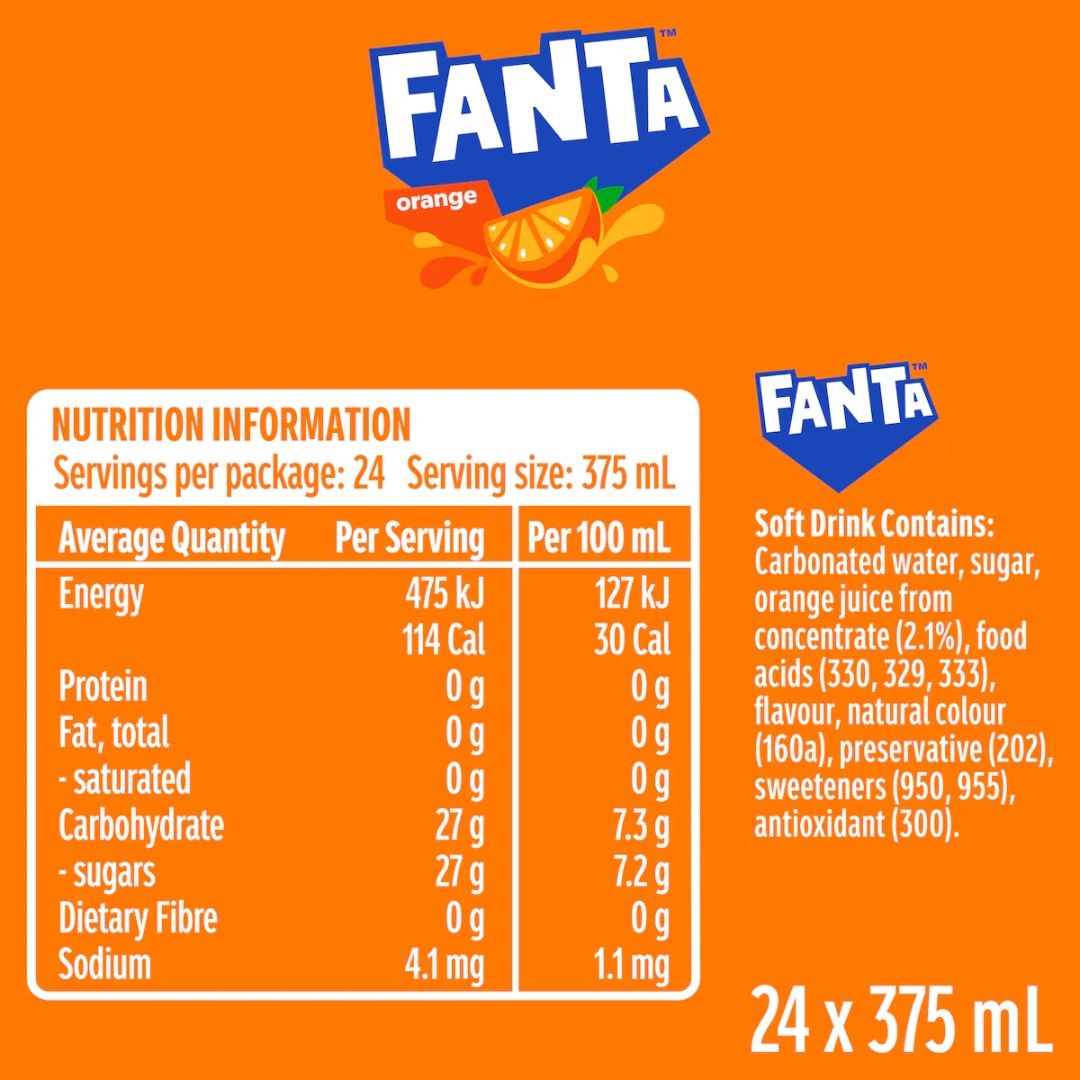 Fanta Orange Cans 375ml – 24 Pack - Image 3