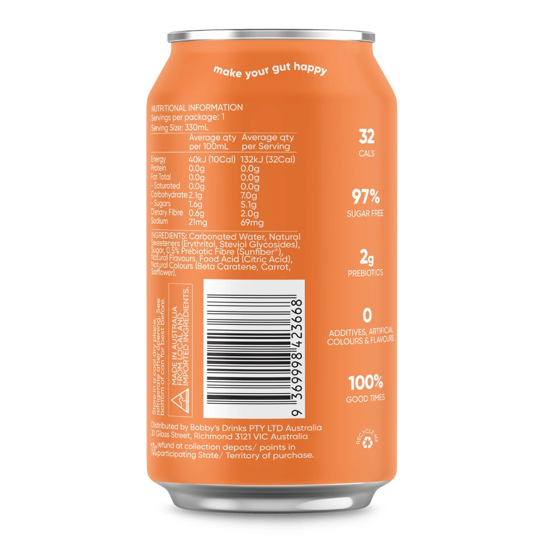 bobby Prebiotic Orange 330ml – 16 Pack (4x4) - Image 4