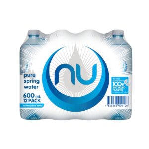 Nu Pure Spring Water Square Bottle 600ml – 12 Pack