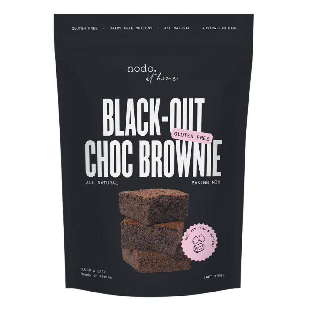 Nodo at Home Black Out Choc Brownie Mix 375g – 6 Pack