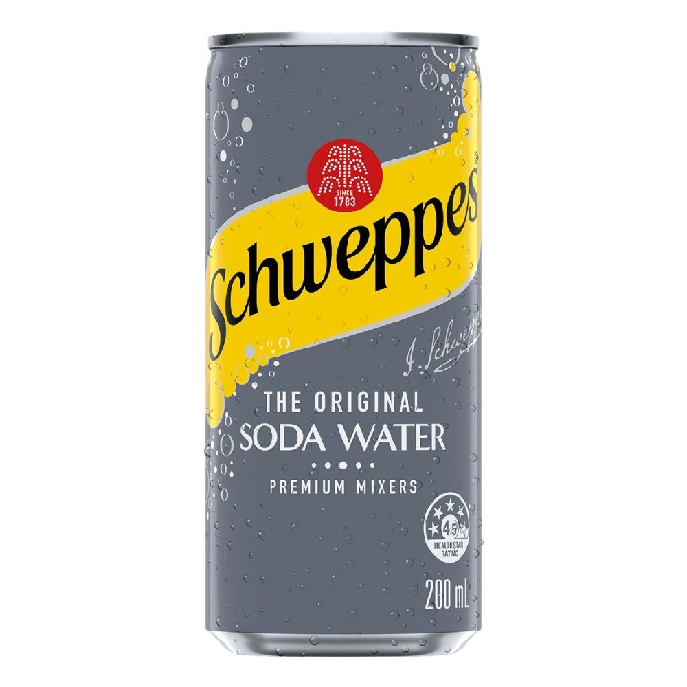 Schweppes Soda Water Cans 200ml – 24 Pack