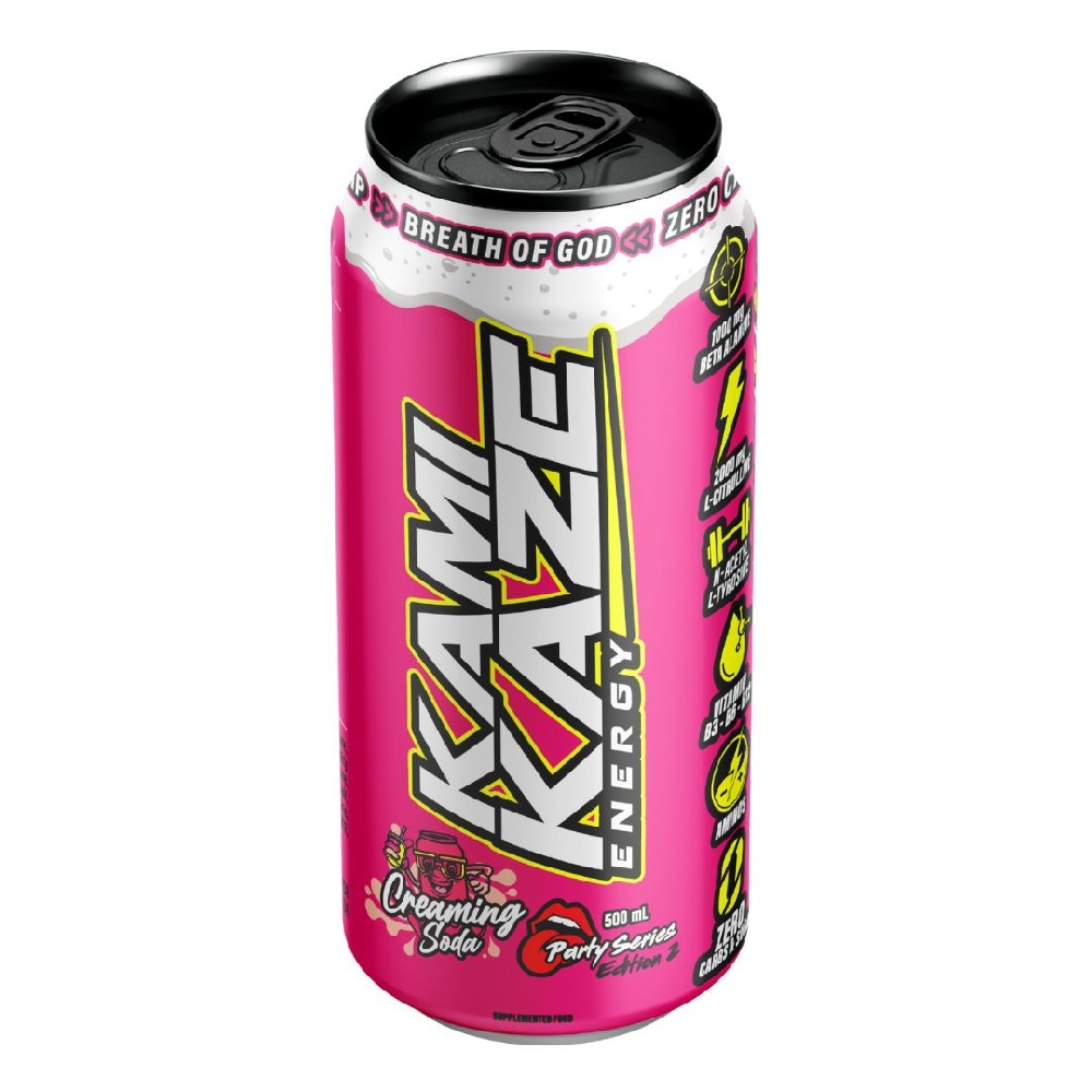 Kamikaze Energy Creaming Soda 500ml – 12 Pack