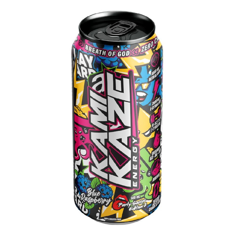 Kamikaze Energy Blue Raspberry 500ml – 12 Pack