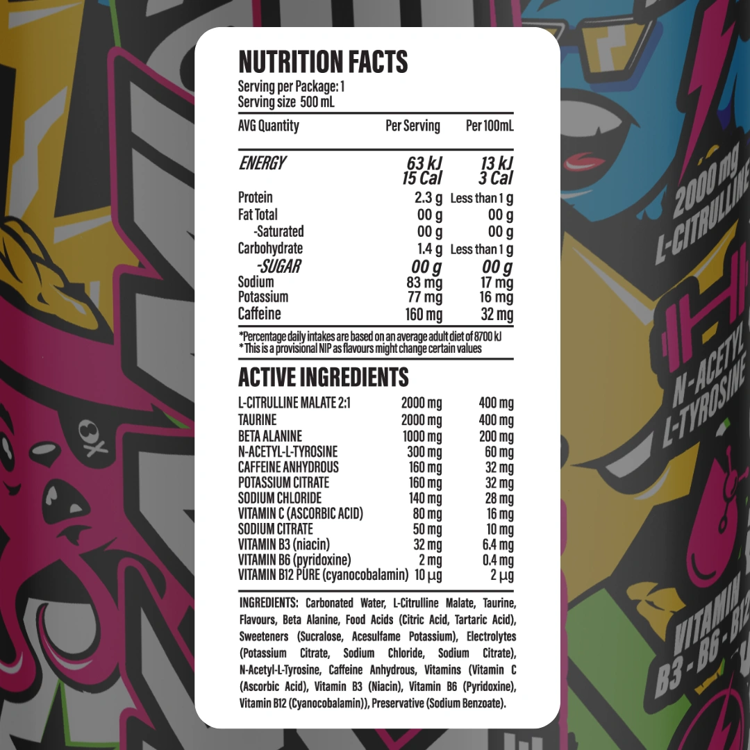 Kamikaze Energy Blue Raspberry 500ml – 12 Pack - Image 3
