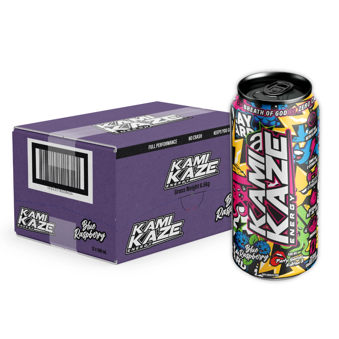 Kamikaze Energy Blue Raspberry 500ml – 12 Pack - Image 2