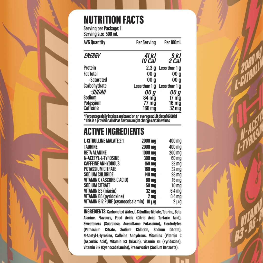 Kamikaze Energy Hawaiian Splice 500ml – 12 Pack - Image 3