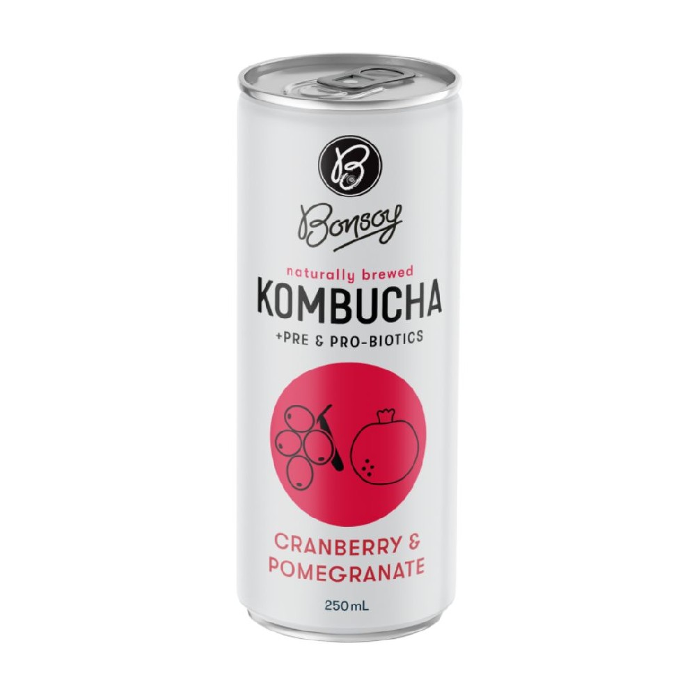Bonsoy Kombucha Cranberry Pomegranate 250ml – 12 Pack