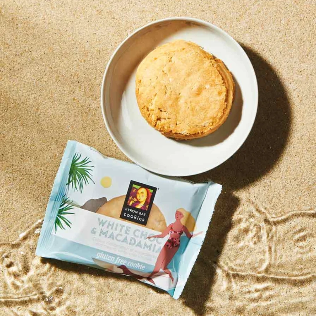 Byron Bay Cookies White Choc & Macadamia Gluten Free 60g – 12 Pack - Image 3