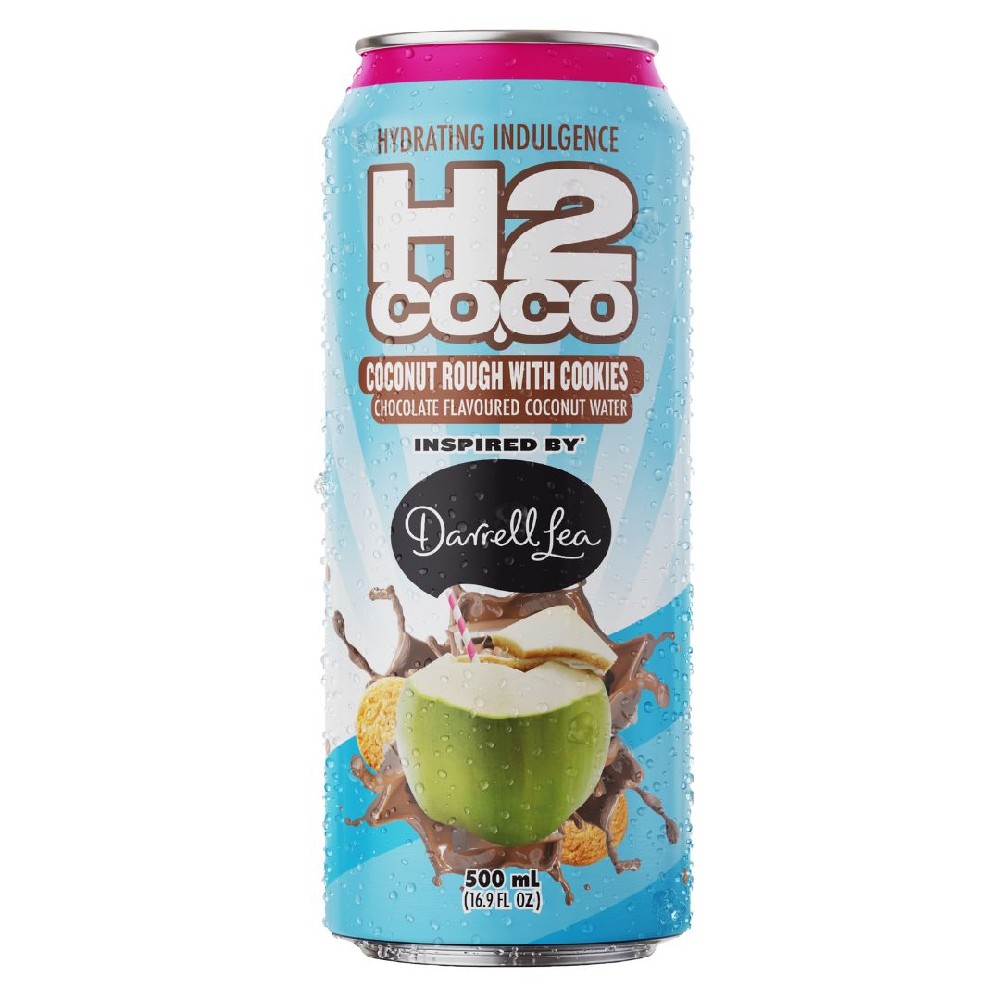 H2coco x Darrell Lea Coconut Rough & Cookies Coconut Water 500ml - 8 Pack