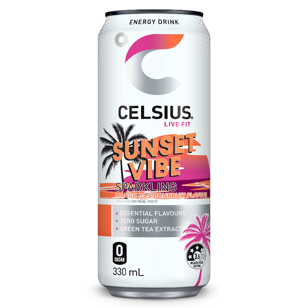 Celsius Sparkling Energy Drink Sunset Vibe 330ml – 24 Pack