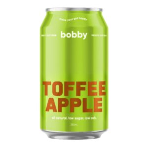 bobby Prebiotic Toffee Apple 330ml – 16 Pack (4×4)